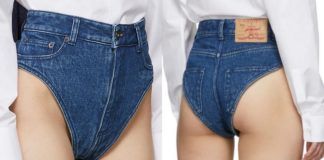 Jeansowe szorty bez nogawek na modelce