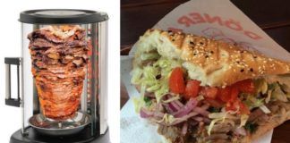 Domowa maszynka do kebaba i kebab w bułce