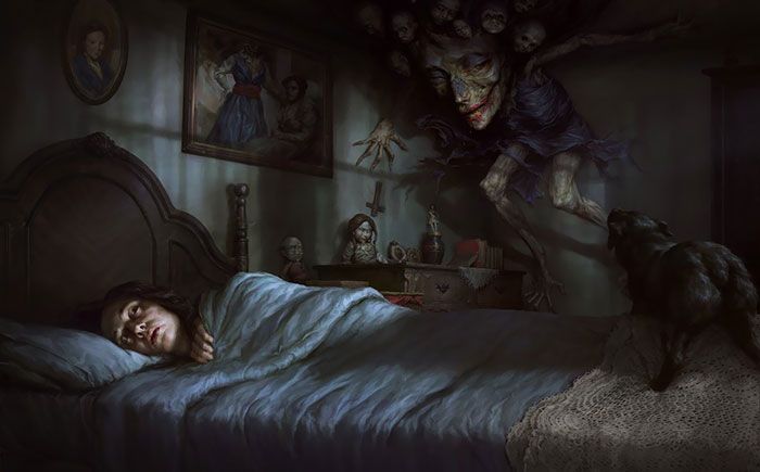 drawings inspired by sleep paralysis hallucinations 52 5c74ff5aa7919 700 Ilustracje ukazujące horror, jaki przeżywa osoba doświadczająca paraliżu sennego
