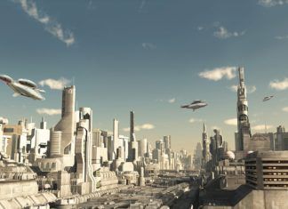 Wizualizacja pokazująca miasto przyszłości