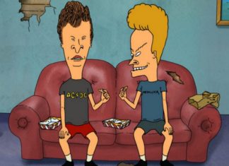 Dwoje animowanych mężczyzn siedzących na kanapie
