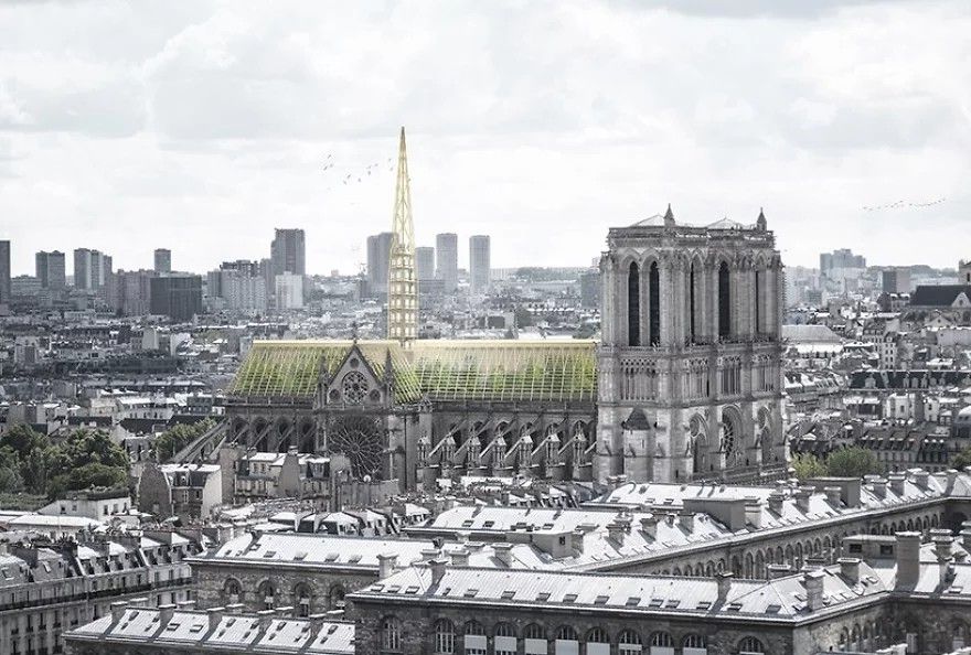 img 1 1556020666 b9e13dd141fe28ea8d181329f84df83a1 5ccaa3aae8a65 880 13 architektów pokazało, jak może wyglądać katedra Notre Dame po odbudowie