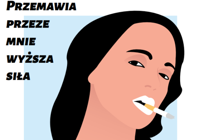 Grafika z kobietą z papierosem w ustach