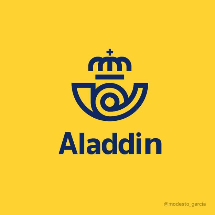 Aladdin Spain Post Artysta przerobił logotypy popularnych marek na filmy Disneya