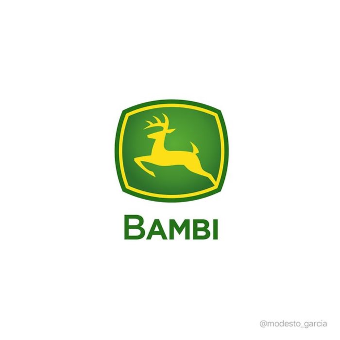 Bambi John Deere Artysta przerobił logotypy popularnych marek na filmy Disneya