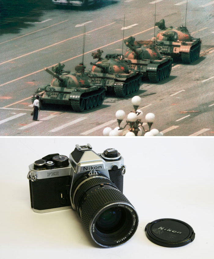 Tank Man By Jeff Widener 1989 Nikon Fe2 20 najbardziej rozpoznawalnych w historii zdjęć i aparaty, którymi zostały zrobione