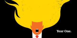 Ilustracja przedstawia pomarańczowego, krzyczącego mężczyznę, który zamiast włosów ma płomienie