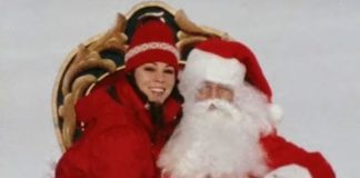 Święty Mikołaj i kobieta w czerwonym stroju