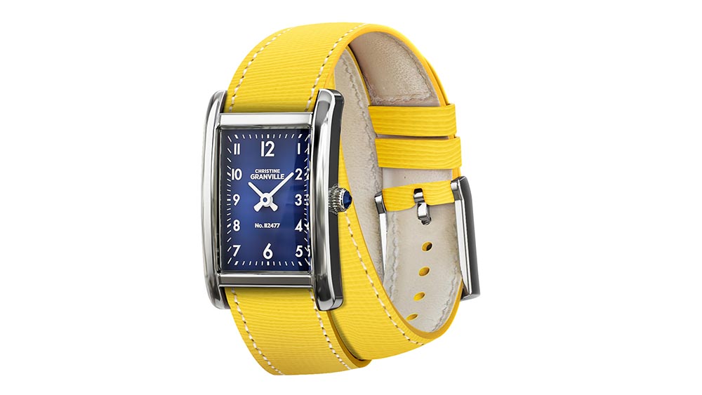 Żółte zegarki z paskiem z wegańskiej skóry