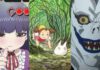 Sceny z trzech filmów anime